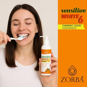 Zorba Sensitive White 6 Turmeric Liquid Toothpaste 100ML (Pack of 2)